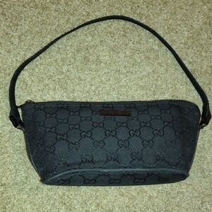 Gucci Black Monogram Boat Pochette Canvas Shoulder Bag